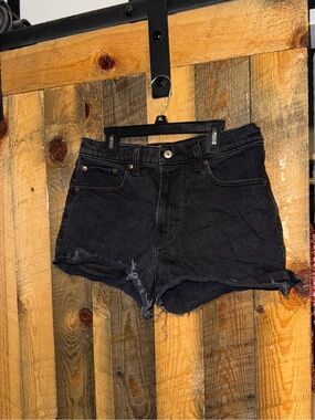 Abercrombie & Fitch Black High-Rise Cutoff Jean Shorts